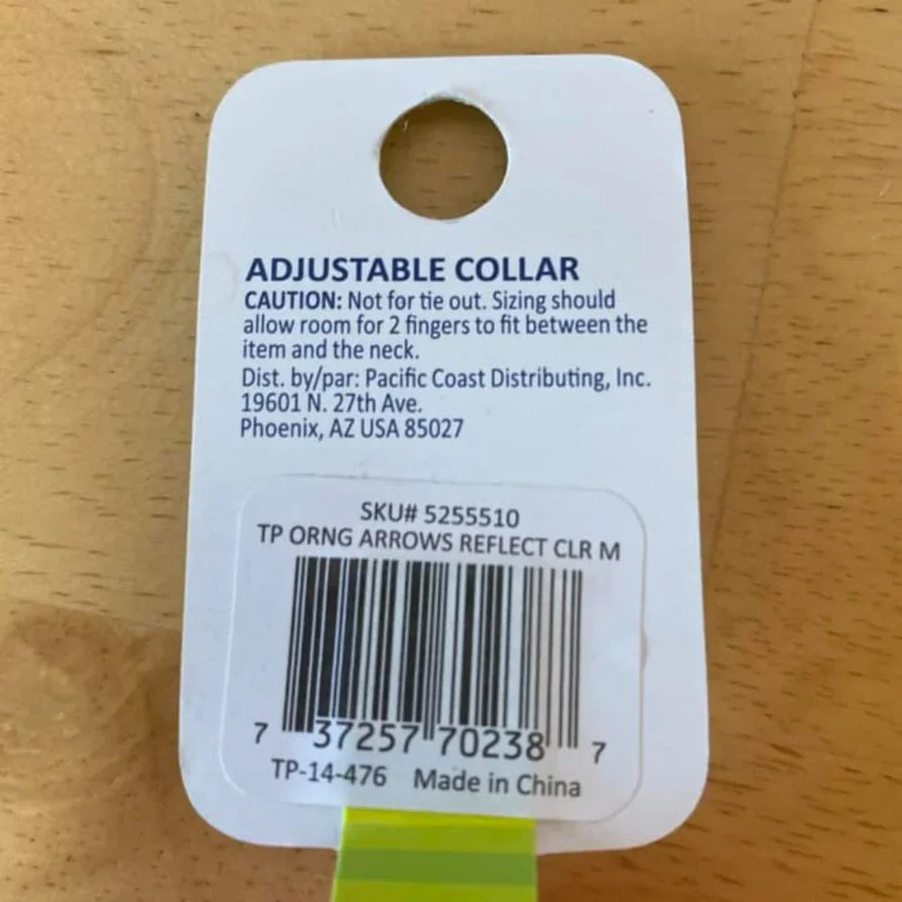 Top Paw Reflective Dog Collar Orange Gray Adjustable NWT